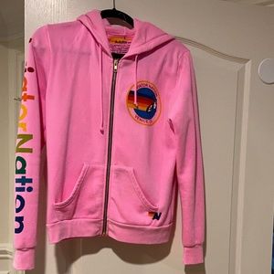 NEW AVIATOR NATION HOODIE - NEON PINK SZ Small